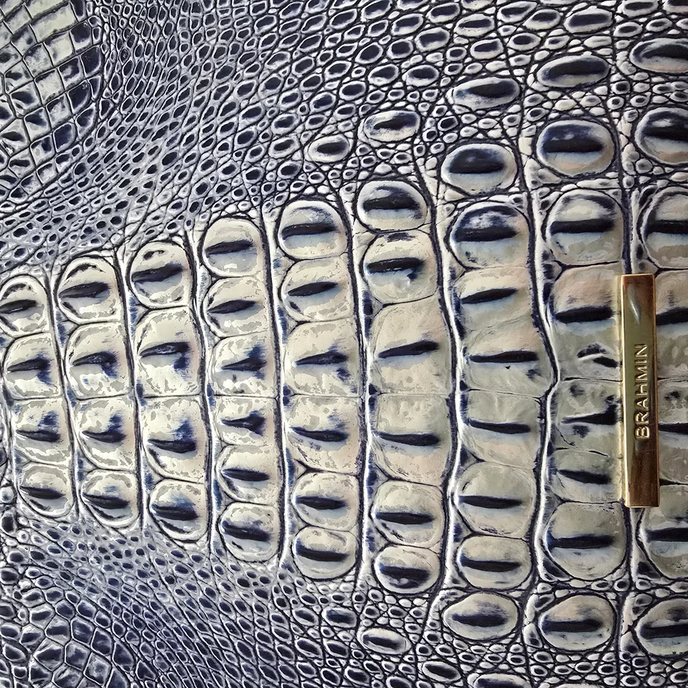 Brahmin Reptile-Embossed Leather Handbag in Silver